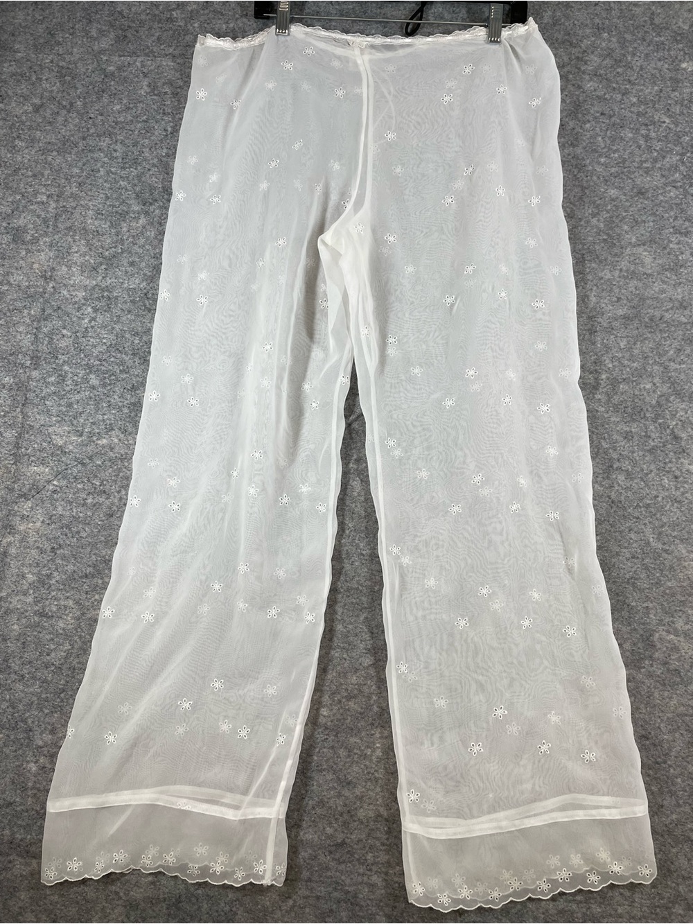 La Senza Sheer Mesh Lounge Pants White Embroidered Y2K Coquette Large Festival - Picture 15 of 16
